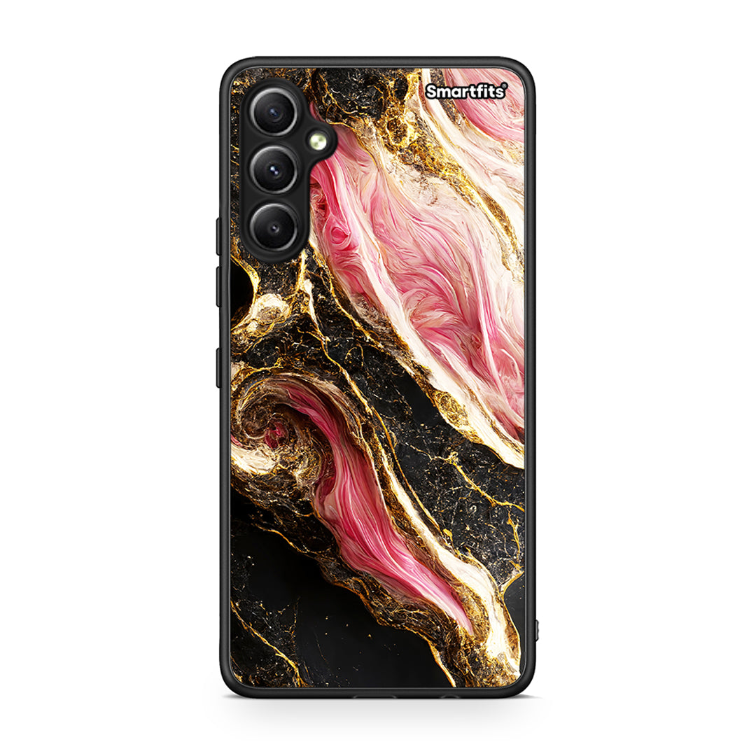 Θήκη Samsung Galaxy A34 Glamorous Pink Marble από τη Smartfits με σχέδιο στο πίσω μέρος και μαύρο περίβλημα | Samsung Galaxy A34 Glamorous Pink Marble Case with Colorful Back and Black Bezels