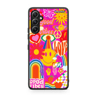 Thumbnail for Θήκη Samsung Galaxy A34 Hippie Love από τη Smartfits με σχέδιο στο πίσω μέρος και μαύρο περίβλημα | Samsung Galaxy A34 Hippie Love Case with Colorful Back and Black Bezels