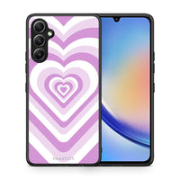 Thumbnail for Θήκη Samsung Galaxy A34 Lilac Hearts από τη Smartfits με σχέδιο στο πίσω μέρος και μαύρο περίβλημα | Samsung Galaxy A34 Lilac Hearts Case with Colorful Back and Black Bezels