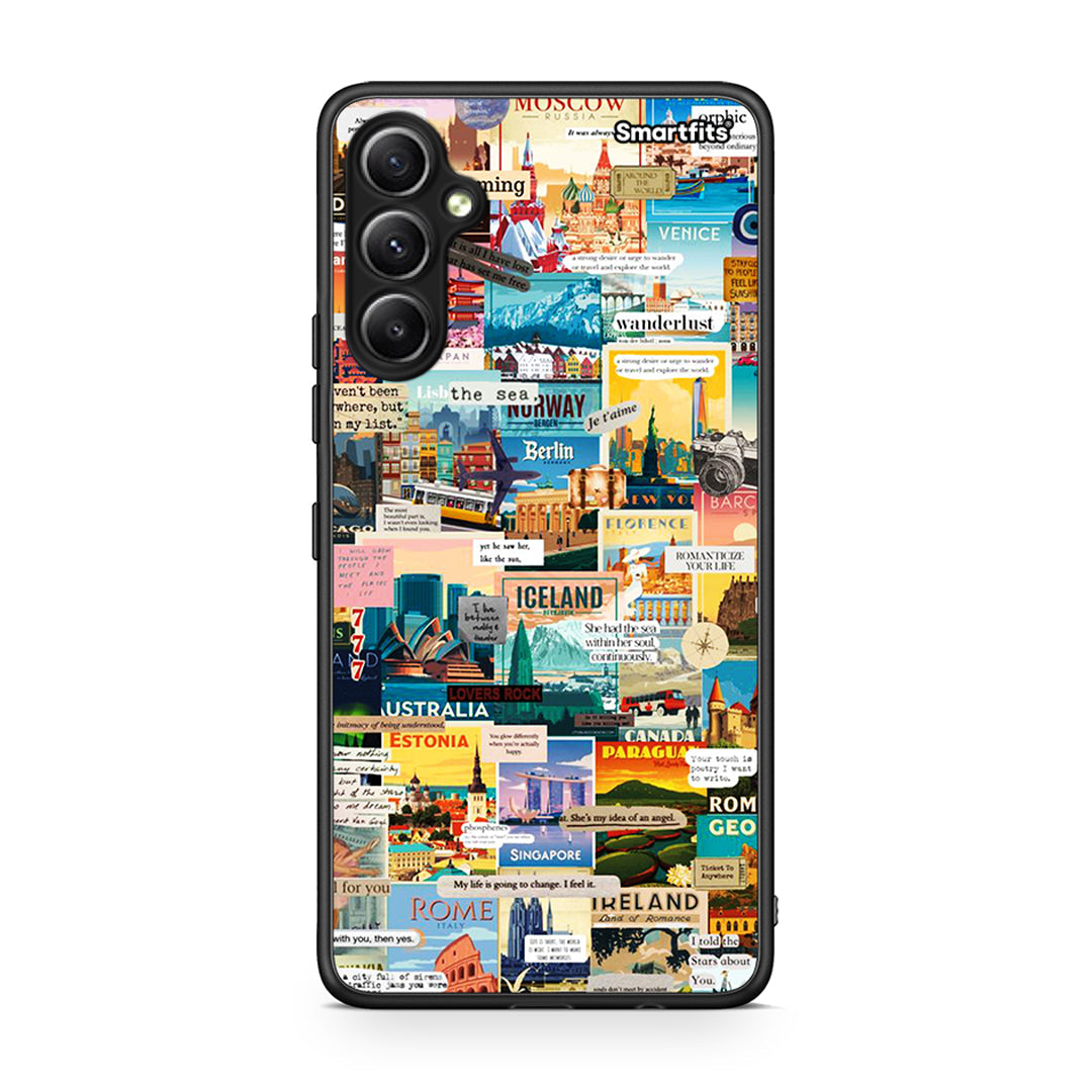 Θήκη Samsung Galaxy A34 Live To Travel από τη Smartfits με σχέδιο στο πίσω μέρος και μαύρο περίβλημα | Samsung Galaxy A34 Live To Travel Case with Colorful Back and Black Bezels