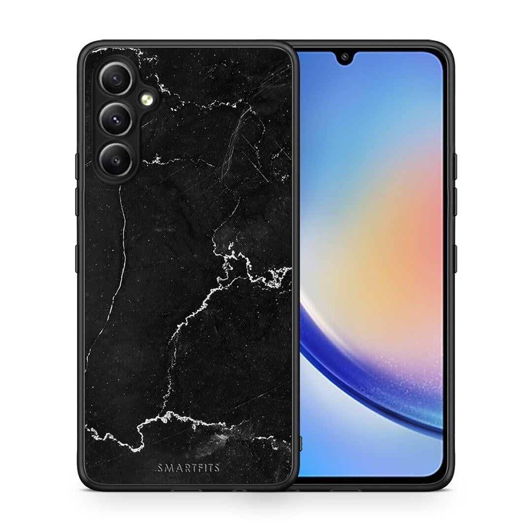 Θήκη Samsung Galaxy A34 Marble Black από τη Smartfits με σχέδιο στο πίσω μέρος και μαύρο περίβλημα | Samsung Galaxy A34 Marble Black Case with Colorful Back and Black Bezels