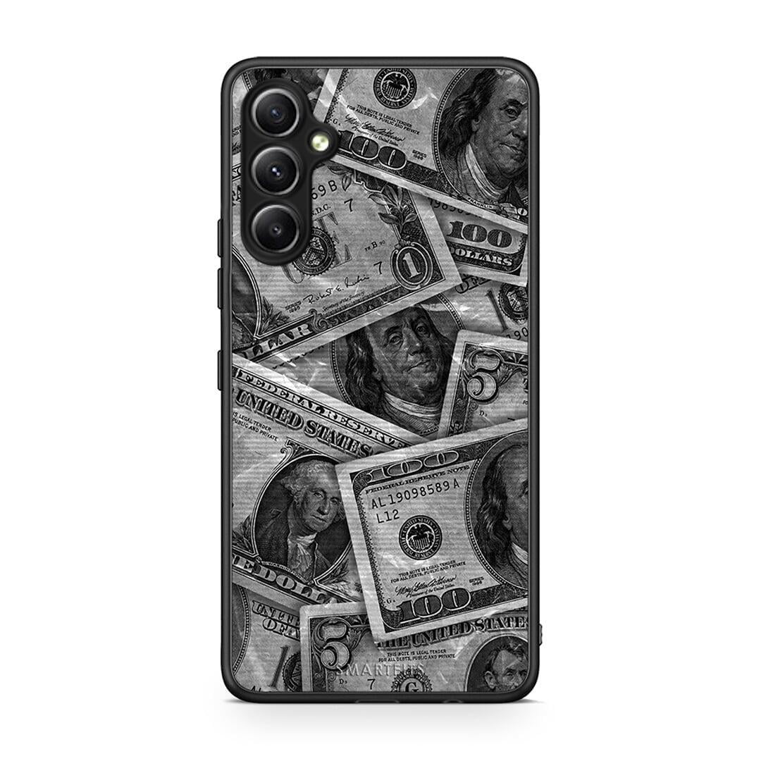 Θήκη Samsung Galaxy A34 Money Dollars από τη Smartfits με σχέδιο στο πίσω μέρος και μαύρο περίβλημα | Samsung Galaxy A34 Money Dollars Case with Colorful Back and Black Bezels
