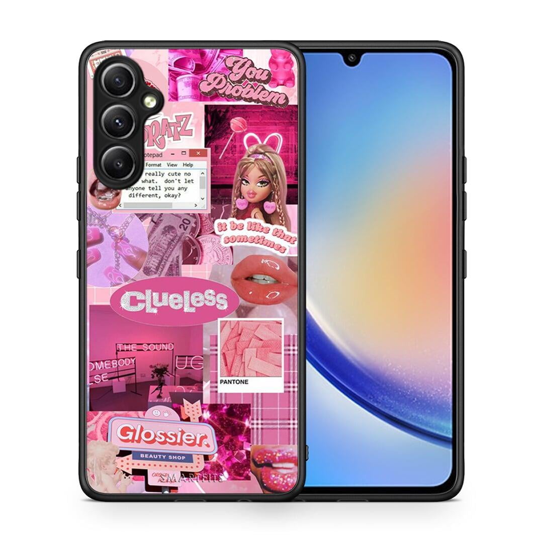 Θήκη Samsung Galaxy A34 Pink Love από τη Smartfits με σχέδιο στο πίσω μέρος και μαύρο περίβλημα | Samsung Galaxy A34 Pink Love Case with Colorful Back and Black Bezels