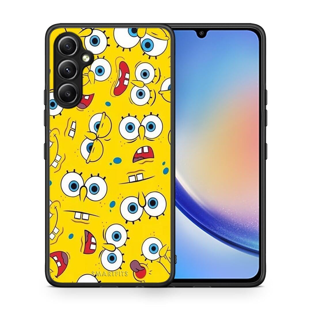Θήκη Samsung Galaxy A34 PopArt Sponge από τη Smartfits με σχέδιο στο πίσω μέρος και μαύρο περίβλημα | Samsung Galaxy A34 PopArt Sponge Case with Colorful Back and Black Bezels