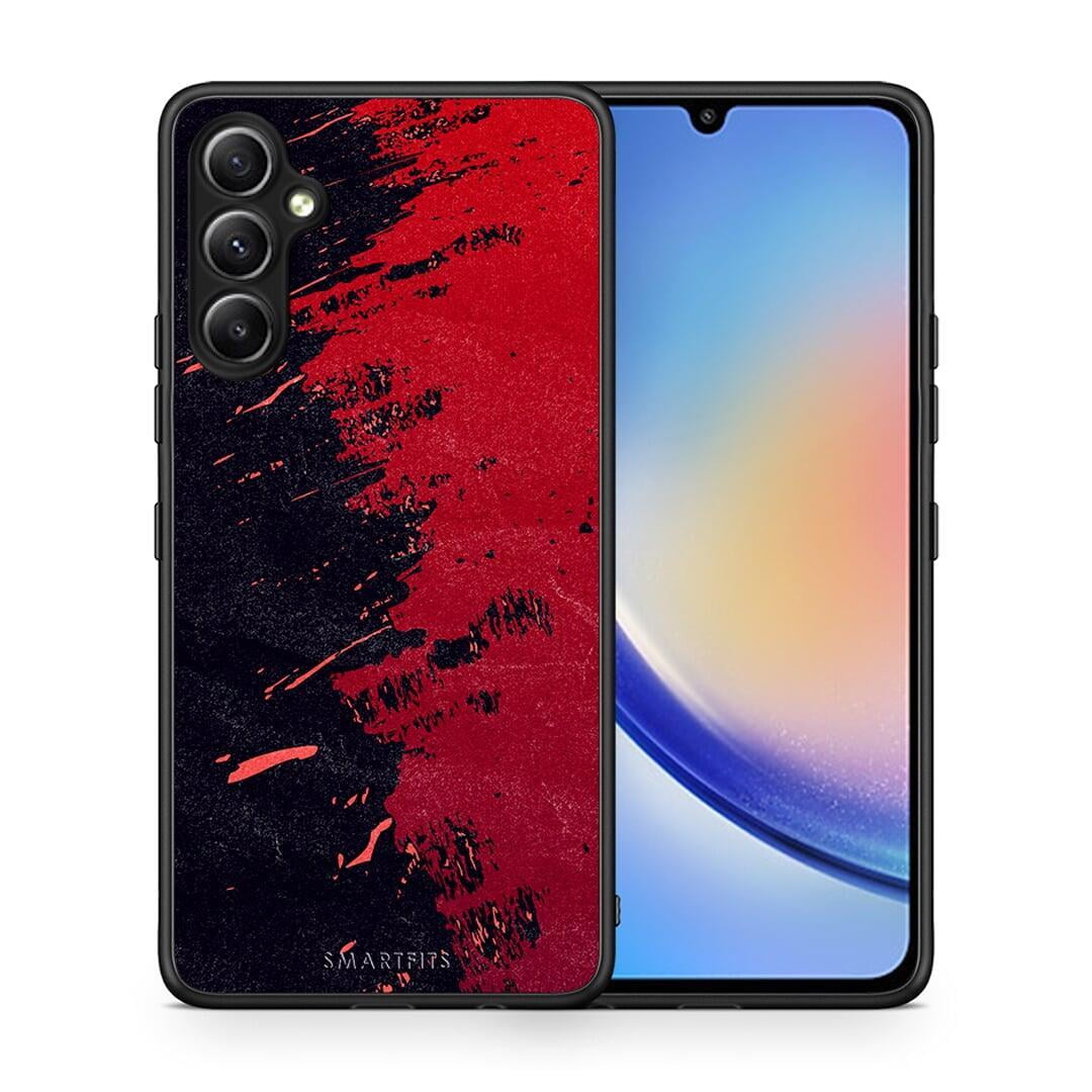 Θήκη Samsung Galaxy A34 Red Paint από τη Smartfits με σχέδιο στο πίσω μέρος και μαύρο περίβλημα | Samsung Galaxy A34 Red Paint Case with Colorful Back and Black Bezels