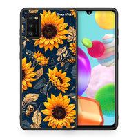 Thumbnail for Θήκη Samsung A41 Autumn Sunflowers από τη Smartfits με σχέδιο στο πίσω μέρος και μαύρο περίβλημα | Samsung A41 Autumn Sunflowers case with colorful back and black bezels