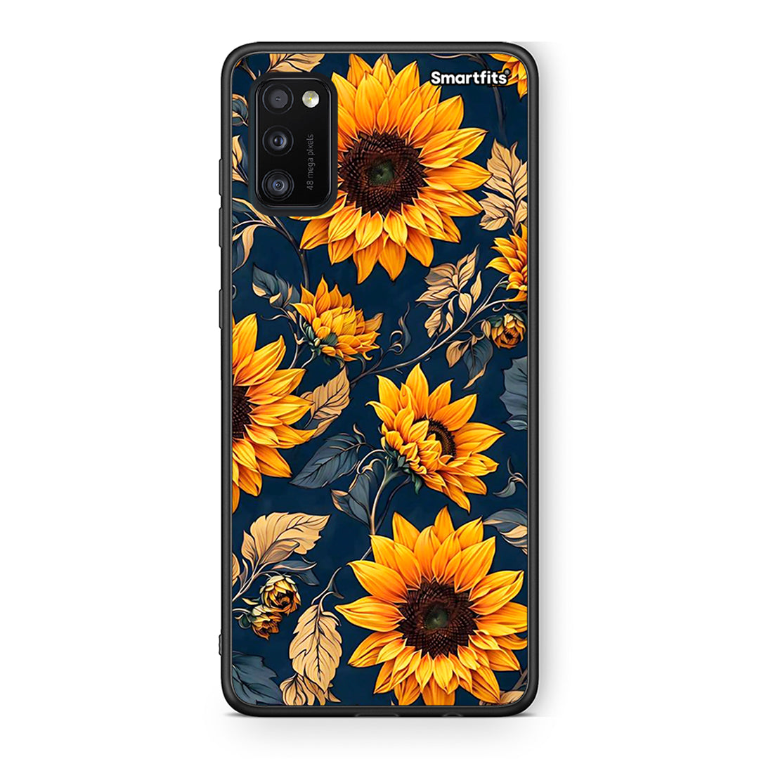 Samsung A41 Autumn Sunflowers Θήκη από τη Smartfits με σχέδιο στο πίσω μέρος και μαύρο περίβλημα | Smartphone case with colorful back and black bezels by Smartfits