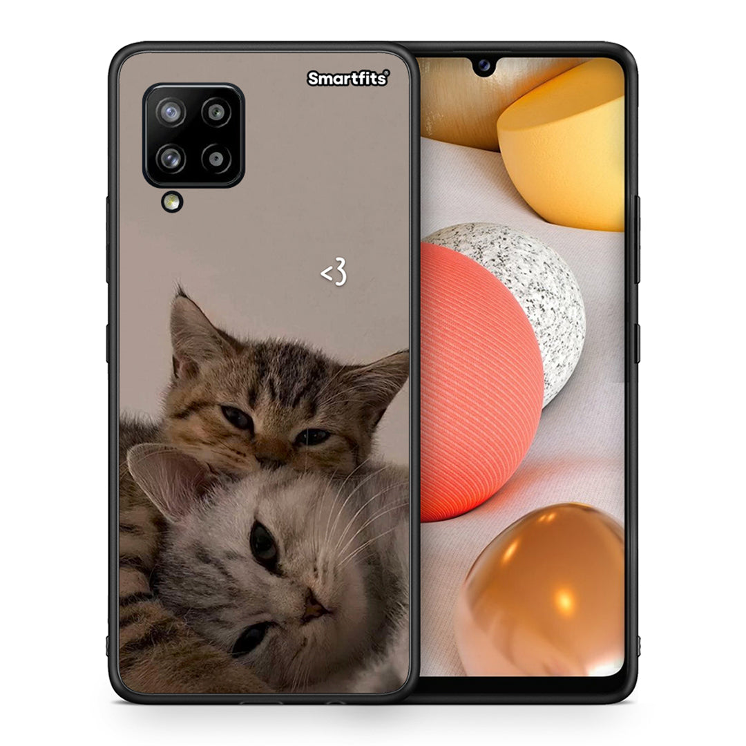 Θήκη Samsung Galaxy A42 Cats In Love από τη Smartfits με σχέδιο στο πίσω μέρος και μαύρο περίβλημα | Samsung Galaxy A42 Cats In Love case with colorful back and black bezels