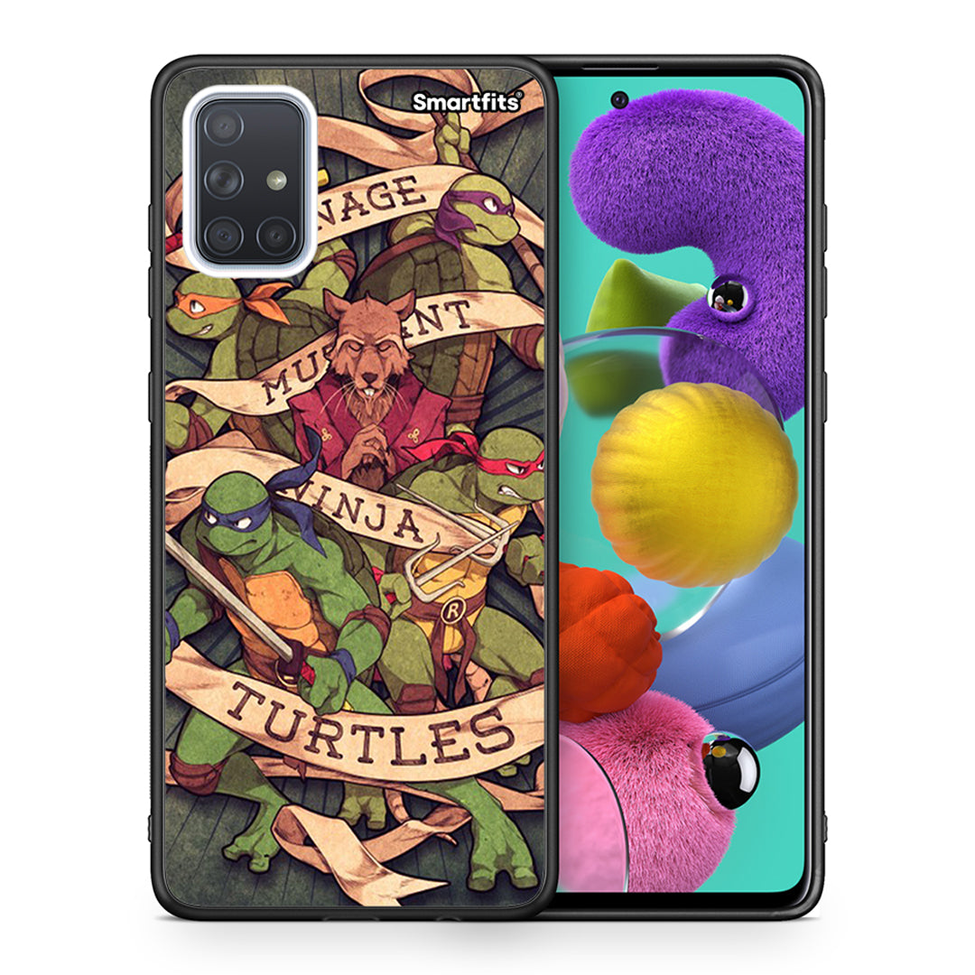 Θήκη Samsung A51 Ninja Turtles από τη Smartfits με σχέδιο στο πίσω μέρος και μαύρο περίβλημα | Samsung A51 Ninja Turtles case with colorful back and black bezels