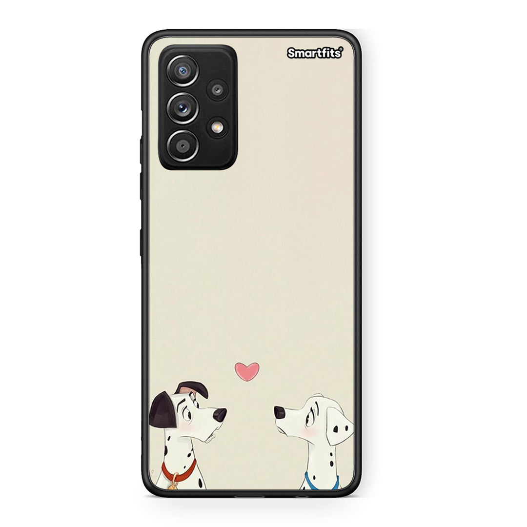 Samsung Galaxy A52 Dalmatians Love θήκη από τη Smartfits με σχέδιο στο πίσω μέρος και μαύρο περίβλημα | Smartphone case with colorful back and black bezels by Smartfits