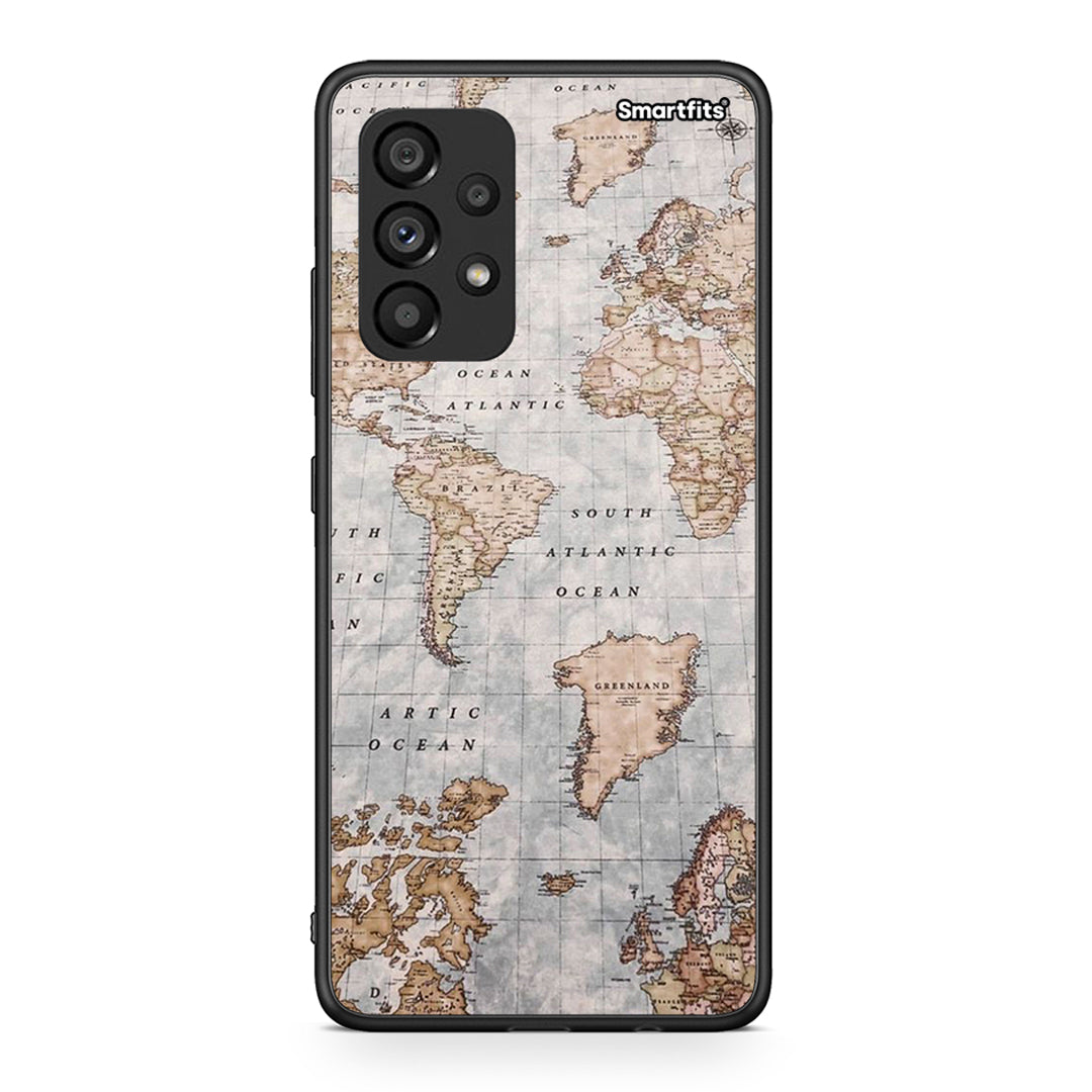 Samsung A53 5G World Map Θήκη από τη Smartfits με σχέδιο στο πίσω μέρος και μαύρο περίβλημα | Smartphone case with colorful back and black bezels by Smartfits