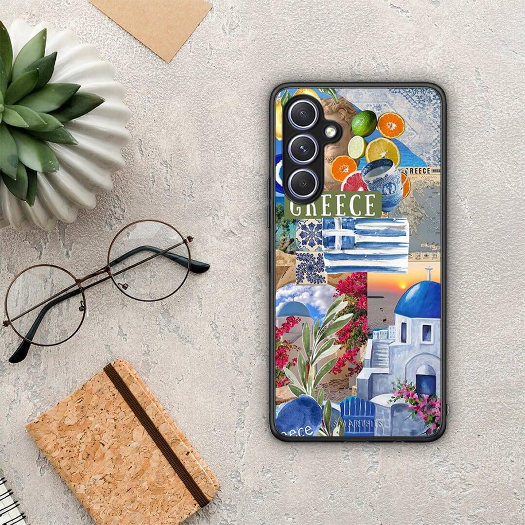 Θήκη Samsung Galaxy A54 All Greek από τη Smartfits με σχέδιο στο πίσω μέρος και μαύρο περίβλημα | Samsung Galaxy A54 All Greek Case with Colorful Back and Black Bezels
