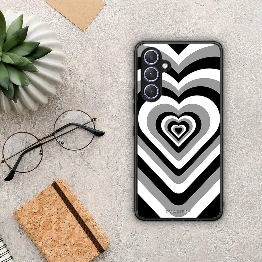 Θήκη Samsung Galaxy A54 Black Hearts από τη Smartfits με σχέδιο στο πίσω μέρος και μαύρο περίβλημα | Samsung Galaxy A54 Black Hearts Case with Colorful Back and Black Bezels