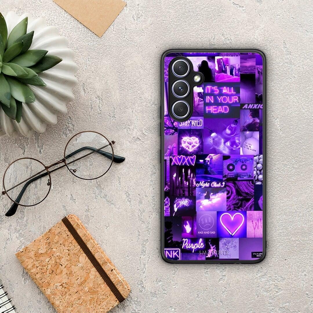 Θήκη Samsung Galaxy A54 Collage Stay Wild από τη Smartfits με σχέδιο στο πίσω μέρος και μαύρο περίβλημα | Samsung Galaxy A54 Collage Stay Wild Case with Colorful Back and Black Bezels