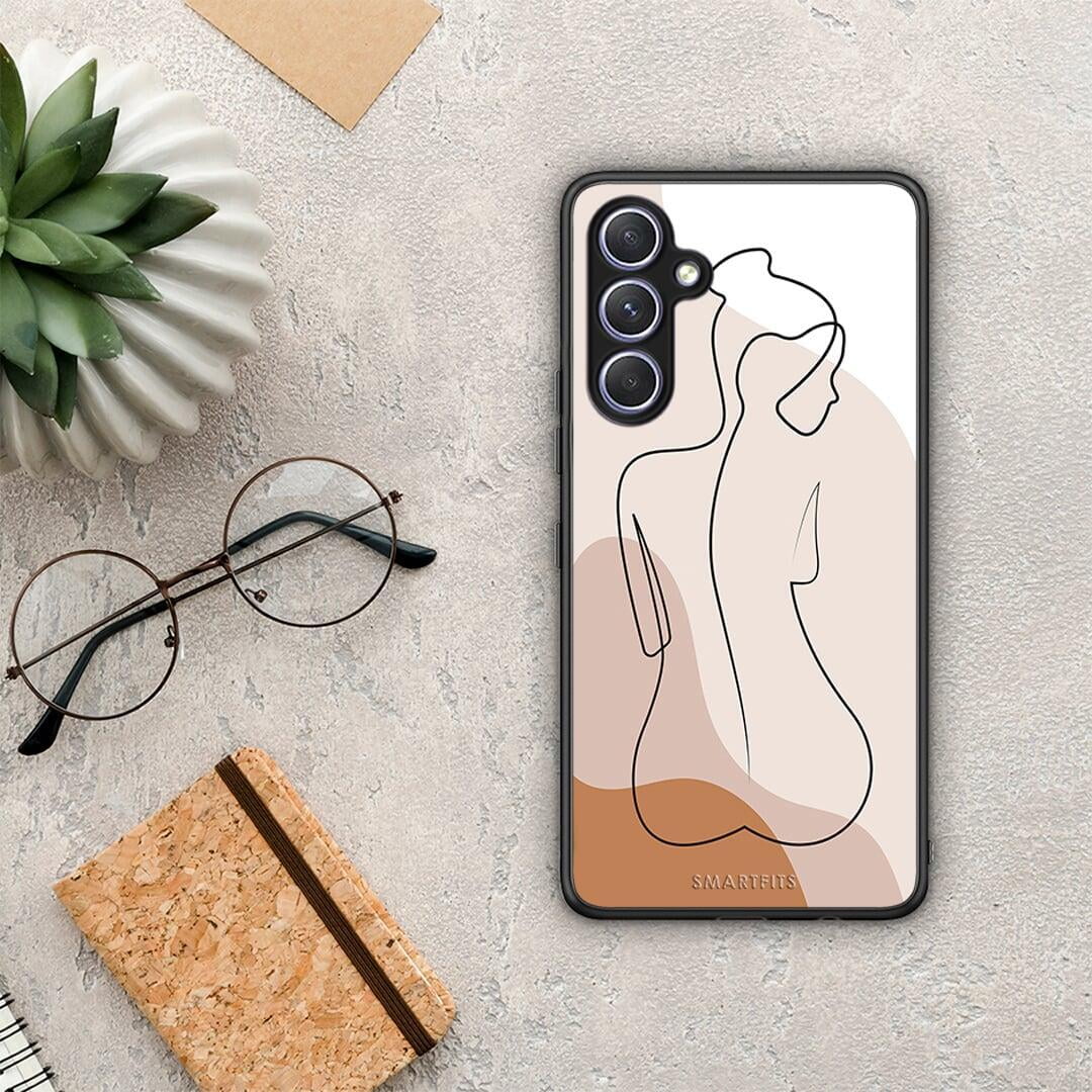 Θήκη Samsung Galaxy A54 LineArt Woman από τη Smartfits με σχέδιο στο πίσω μέρος και μαύρο περίβλημα | Samsung Galaxy A54 LineArt Woman Case with Colorful Back and Black Bezels