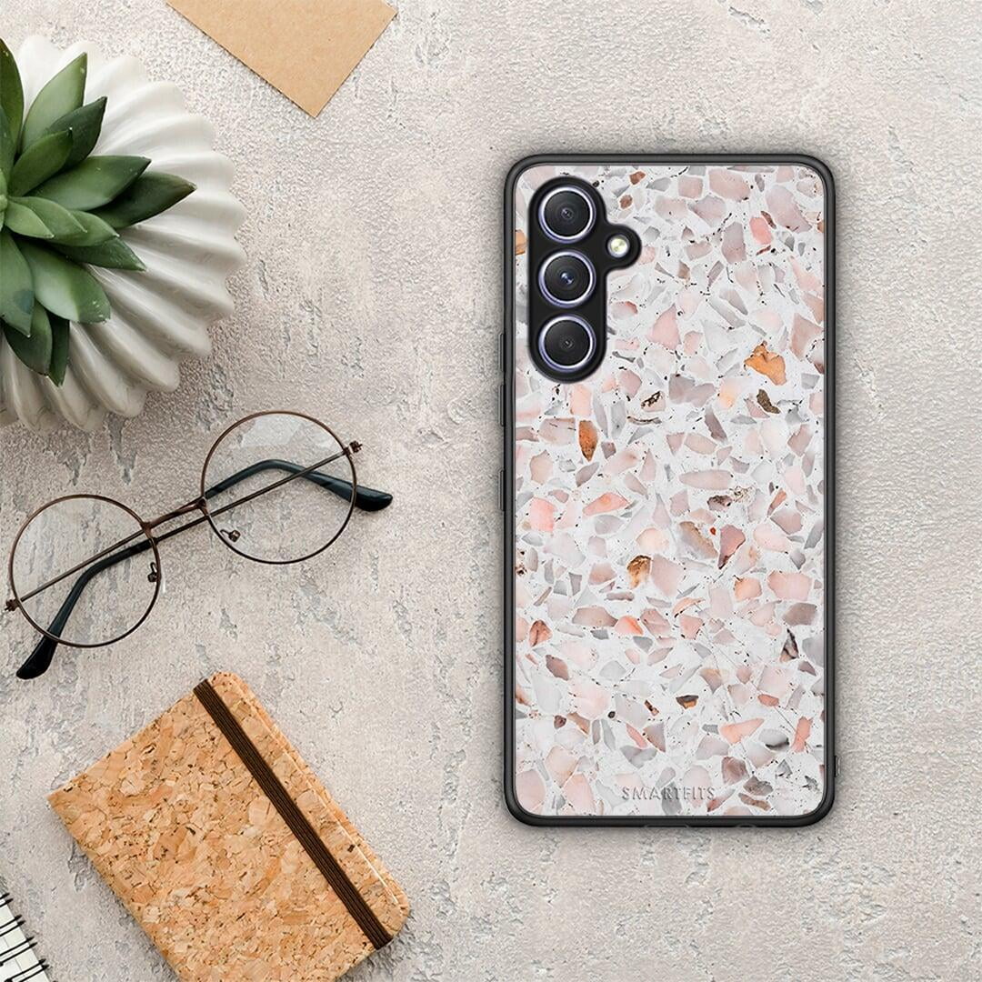 Θήκη Samsung Galaxy A54 Marble Terrazzo από τη Smartfits με σχέδιο στο πίσω μέρος και μαύρο περίβλημα | Samsung Galaxy A54 Marble Terrazzo Case with Colorful Back and Black Bezels
