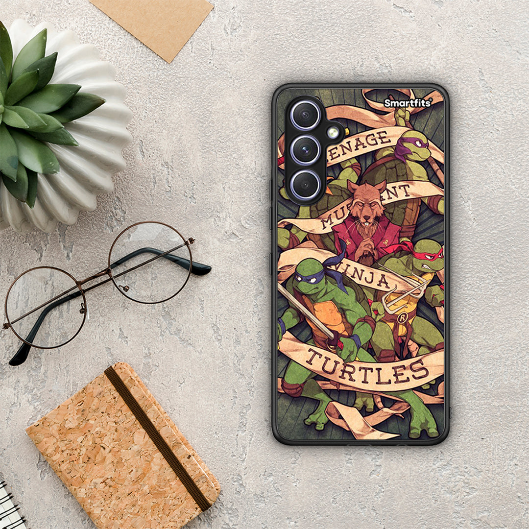 Θήκη Samsung Galaxy A54 Ninja Turtles από τη Smartfits με σχέδιο στο πίσω μέρος και μαύρο περίβλημα | Samsung Galaxy A54 Ninja Turtles Case with Colorful Back and Black Bezels
