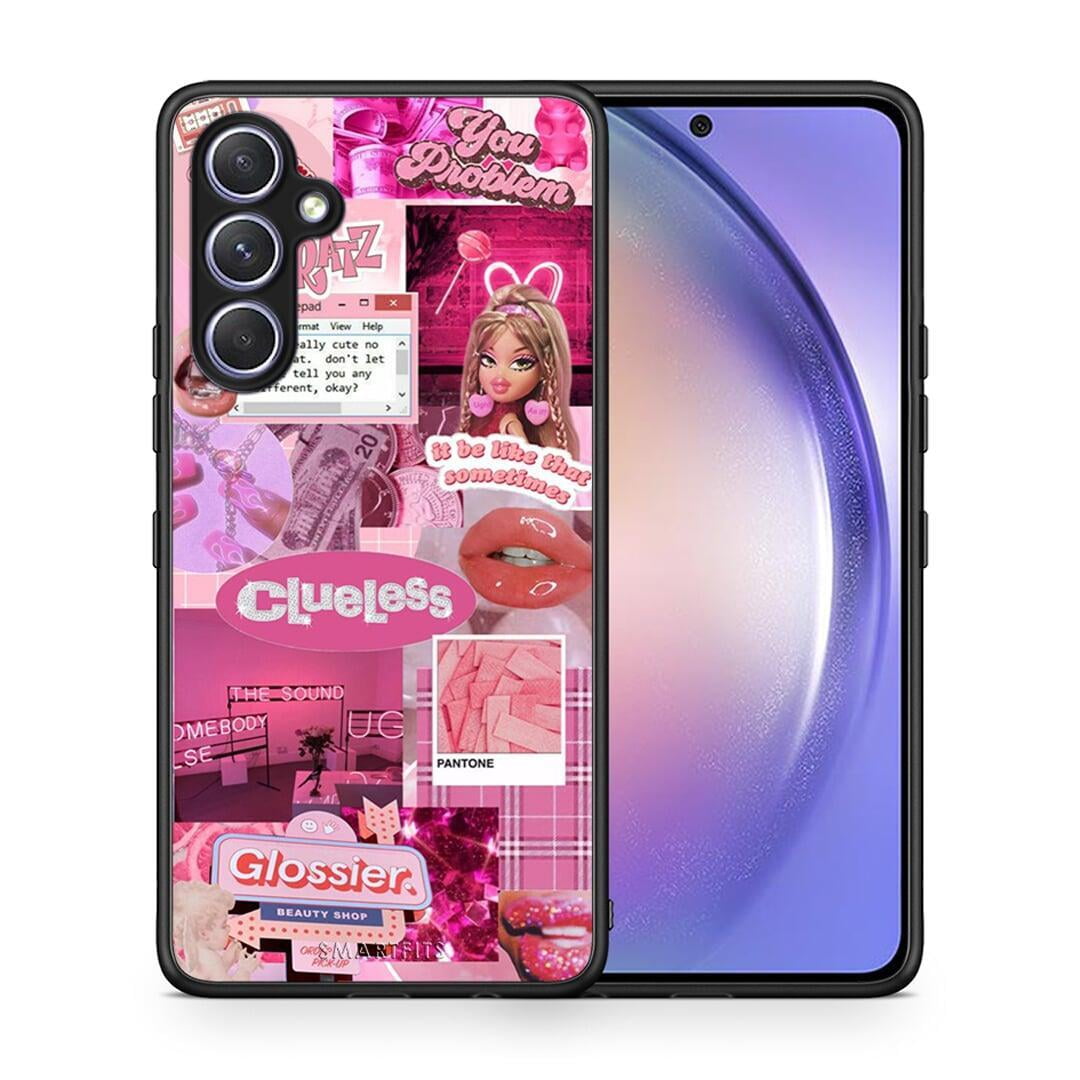 Θήκη Samsung Galaxy A54 Pink Love από τη Smartfits με σχέδιο στο πίσω μέρος και μαύρο περίβλημα | Samsung Galaxy A54 Pink Love Case with Colorful Back and Black Bezels