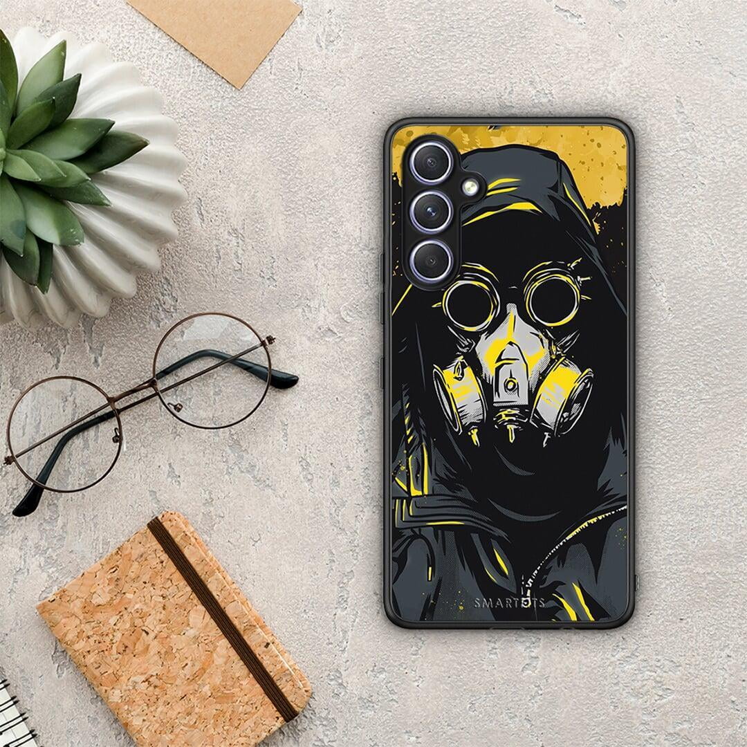 Θήκη Samsung Galaxy A54 PopArt Mask από τη Smartfits με σχέδιο στο πίσω μέρος και μαύρο περίβλημα | Samsung Galaxy A54 PopArt Mask Case with Colorful Back and Black Bezels