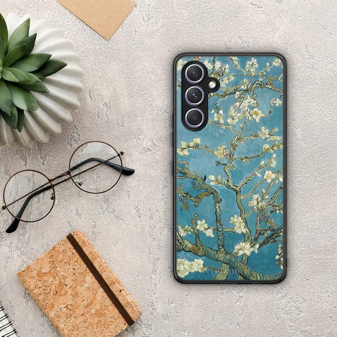 Θήκη Samsung Galaxy A54 White Blossoms από τη Smartfits με σχέδιο στο πίσω μέρος και μαύρο περίβλημα | Samsung Galaxy A54 White Blossoms Case with Colorful Back and Black Bezels