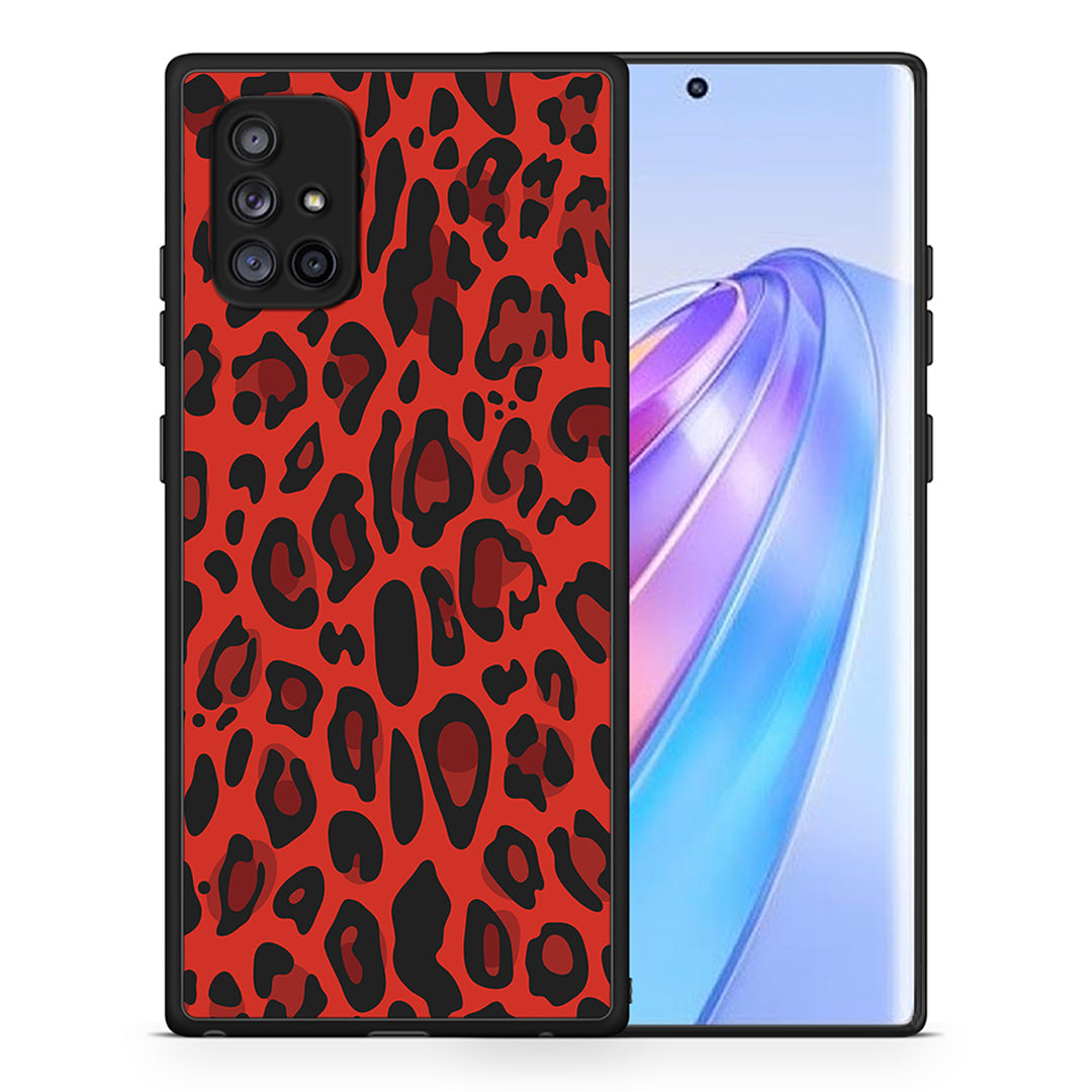 Θήκη Samsung Galaxy A71 5G Red Leopard Animal από τη Smartfits με σχέδιο στο πίσω μέρος και μαύρο περίβλημα | Samsung Galaxy A71 5G Red Leopard Animal case with colorful back and black bezels