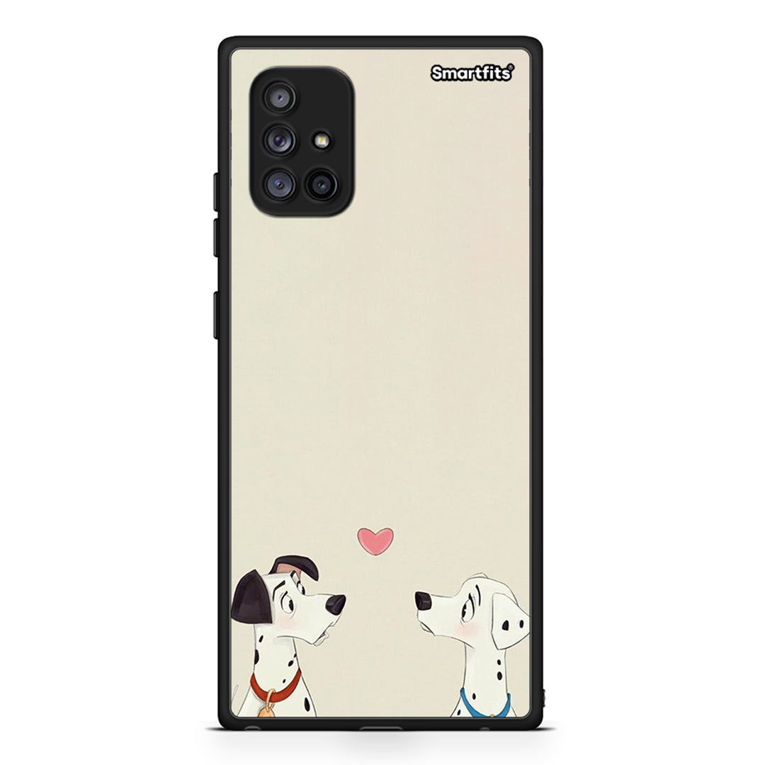 Samsung Galaxy A71 5G Dalmatians Love θήκη από τη Smartfits με σχέδιο στο πίσω μέρος και μαύρο περίβλημα | Smartphone case with colorful back and black bezels by Smartfits