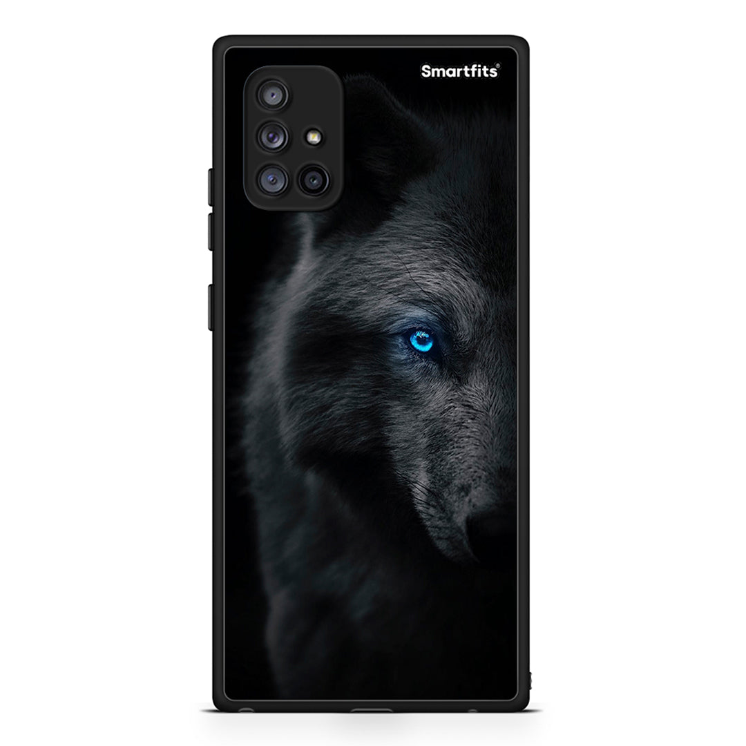 Samsung Galaxy A71 5G Dark Wolf θήκη από τη Smartfits με σχέδιο στο πίσω μέρος και μαύρο περίβλημα | Smartphone case with colorful back and black bezels by Smartfits
