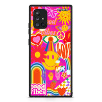 Thumbnail for Samsung Galaxy A71 5G Hippie Love θήκη από τη Smartfits με σχέδιο στο πίσω μέρος και μαύρο περίβλημα | Smartphone case with colorful back and black bezels by Smartfits