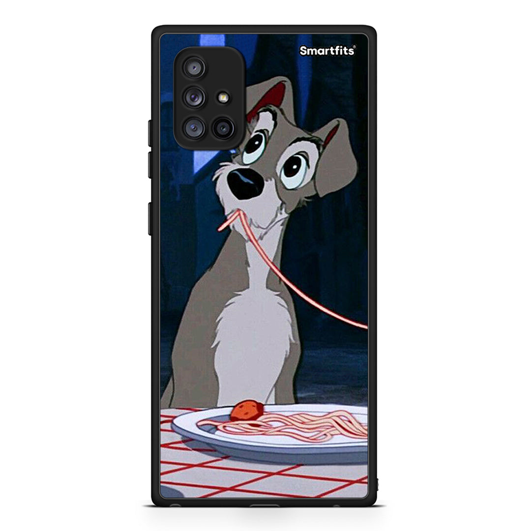 Samsung Galaxy A71 5G Lady And Tramp 1 Θήκη Αγίου Βαλεντίνου από τη Smartfits με σχέδιο στο πίσω μέρος και μαύρο περίβλημα | Smartphone case with colorful back and black bezels by Smartfits