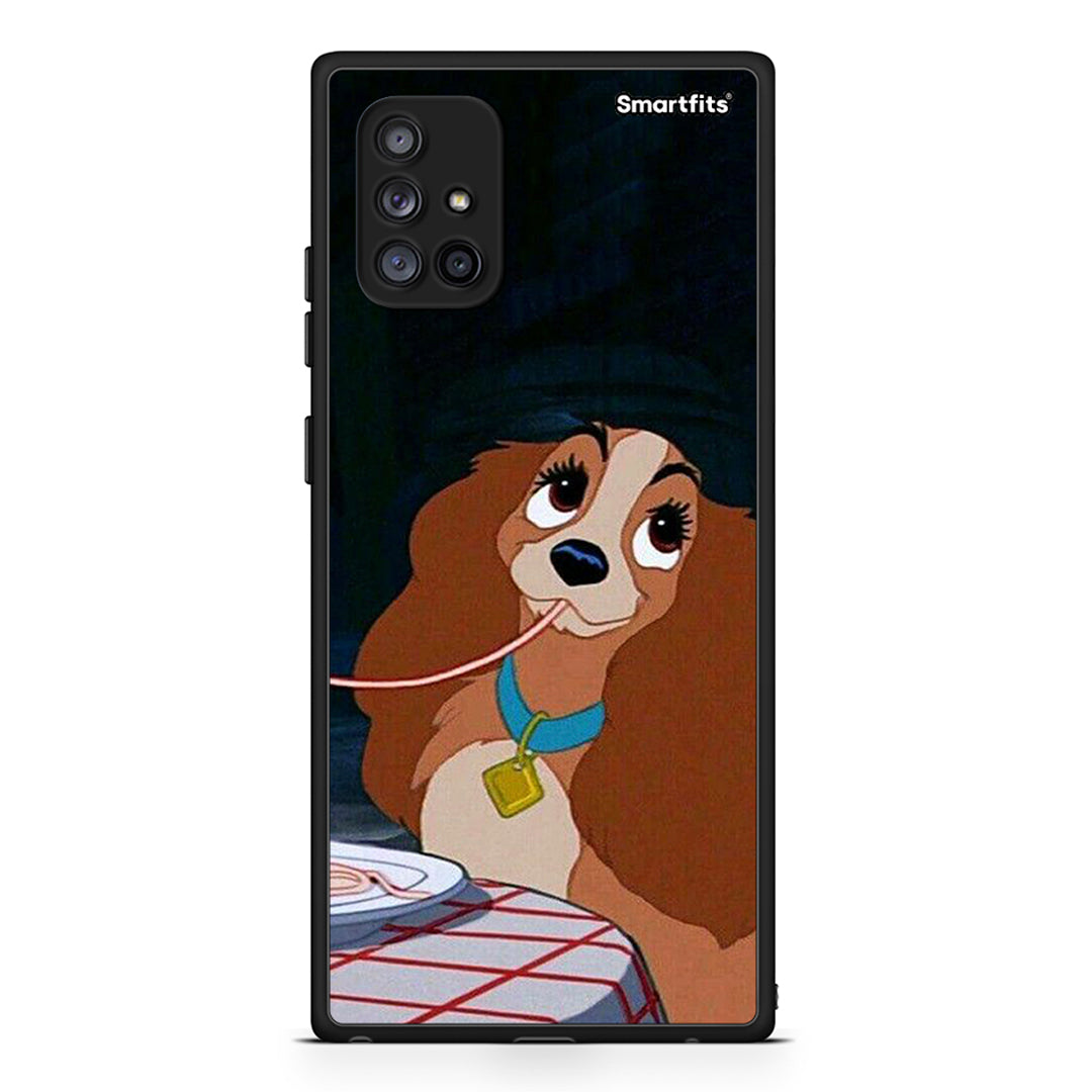 Samsung Galaxy A71 5G Lady And Tramp 2 Θήκη Αγίου Βαλεντίνου από τη Smartfits με σχέδιο στο πίσω μέρος και μαύρο περίβλημα | Smartphone case with colorful back and black bezels by Smartfits
