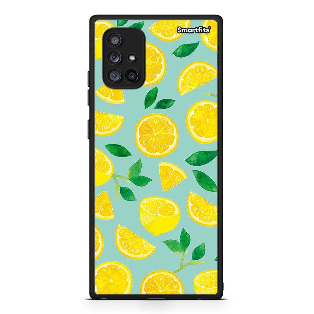 Samsung Galaxy A71 5G Lemons θήκη από τη Smartfits με σχέδιο στο πίσω μέρος και μαύρο περίβλημα | Smartphone case with colorful back and black bezels by Smartfits