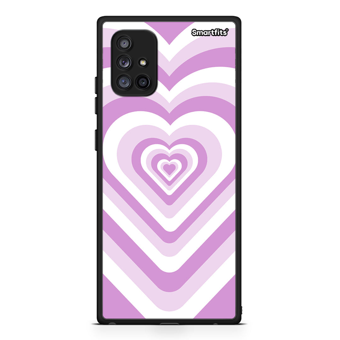 Samsung Galaxy A71 5G Lilac Hearts θήκη από τη Smartfits με σχέδιο στο πίσω μέρος και μαύρο περίβλημα | Smartphone case with colorful back and black bezels by Smartfits