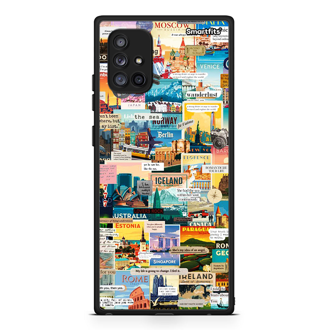 Samsung Galaxy A71 5G Live To Travel θήκη από τη Smartfits με σχέδιο στο πίσω μέρος και μαύρο περίβλημα | Smartphone case with colorful back and black bezels by Smartfits