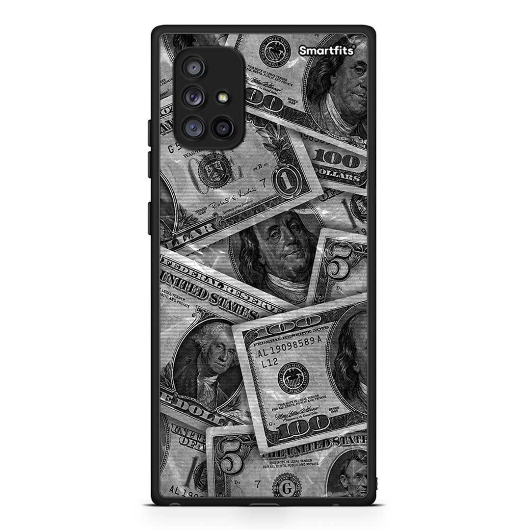 Samsung Galaxy A71 5G Money Dollars θήκη από τη Smartfits με σχέδιο στο πίσω μέρος και μαύρο περίβλημα | Smartphone case with colorful back and black bezels by Smartfits