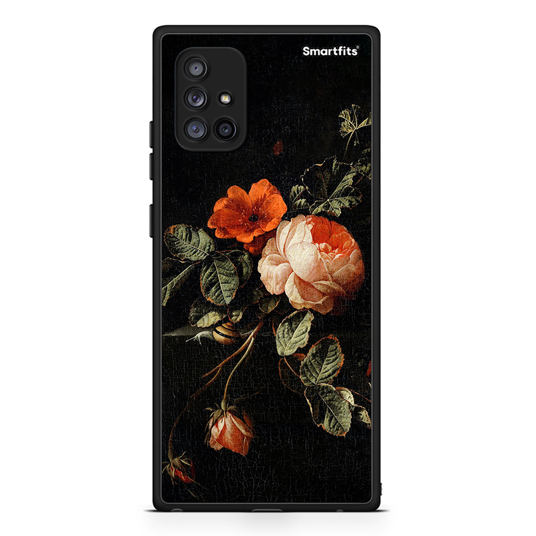 Samsung Galaxy A71 5G Vintage Roses θήκη από τη Smartfits με σχέδιο στο πίσω μέρος και μαύρο περίβλημα | Smartphone case with colorful back and black bezels by Smartfits