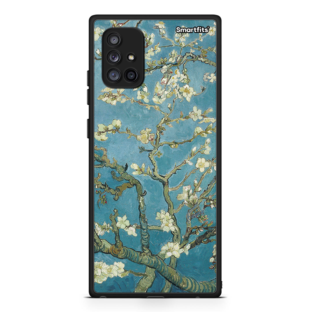 Samsung Galaxy A71 5G White Blossoms θήκη από τη Smartfits με σχέδιο στο πίσω μέρος και μαύρο περίβλημα | Smartphone case with colorful back and black bezels by Smartfits