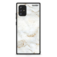 Thumbnail for Samsung Galaxy A71 5G White Gold Marble θήκη από τη Smartfits με σχέδιο στο πίσω μέρος και μαύρο περίβλημα | Smartphone case with colorful back and black bezels by Smartfits