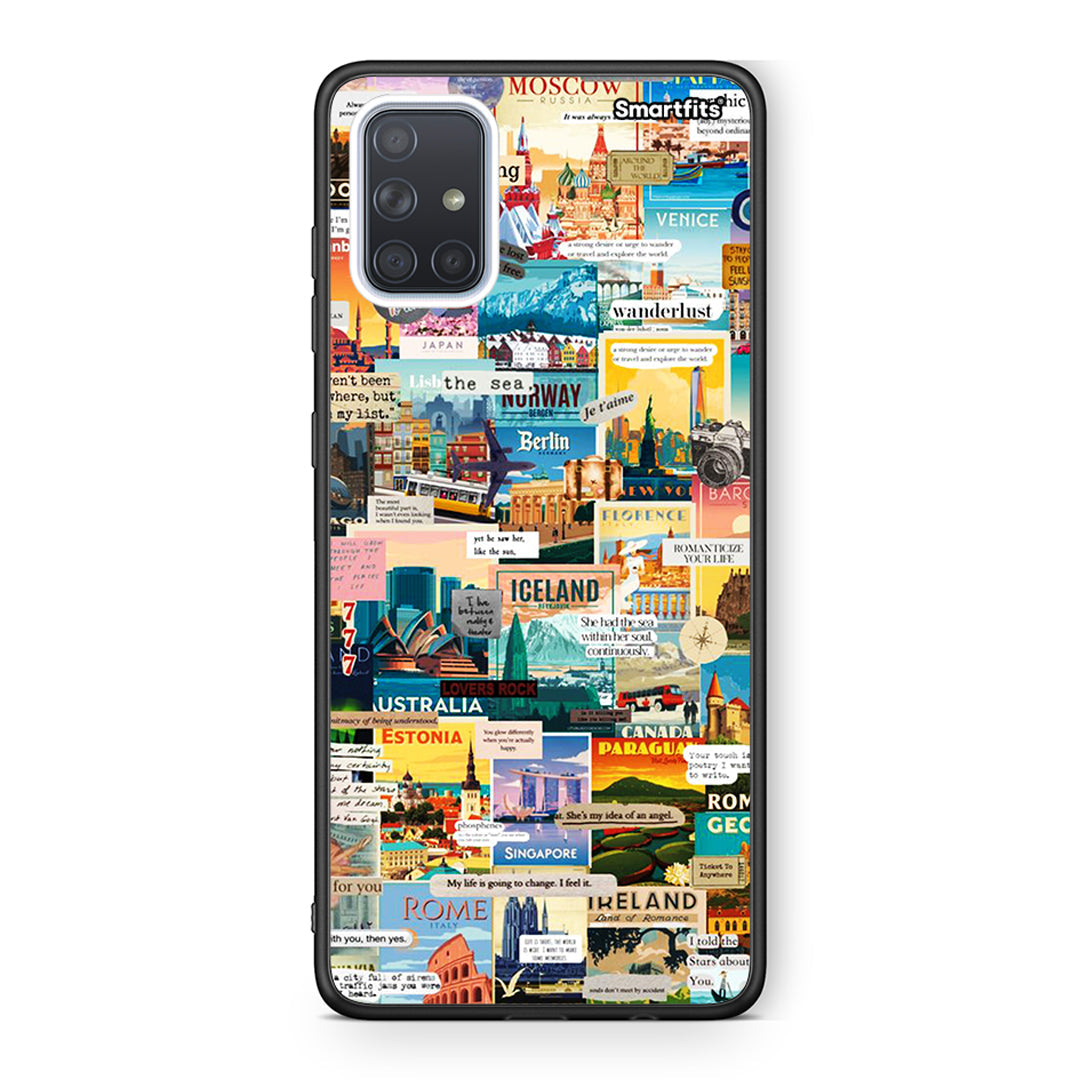 Samsung A51 Live To Travel θήκη από τη Smartfits με σχέδιο στο πίσω μέρος και μαύρο περίβλημα | Smartphone case with colorful back and black bezels by Smartfits