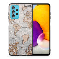 Thumbnail for Θήκη Samsung A72 World Map από τη Smartfits με σχέδιο στο πίσω μέρος και μαύρο περίβλημα | Samsung A72 World Map case with colorful back and black bezels