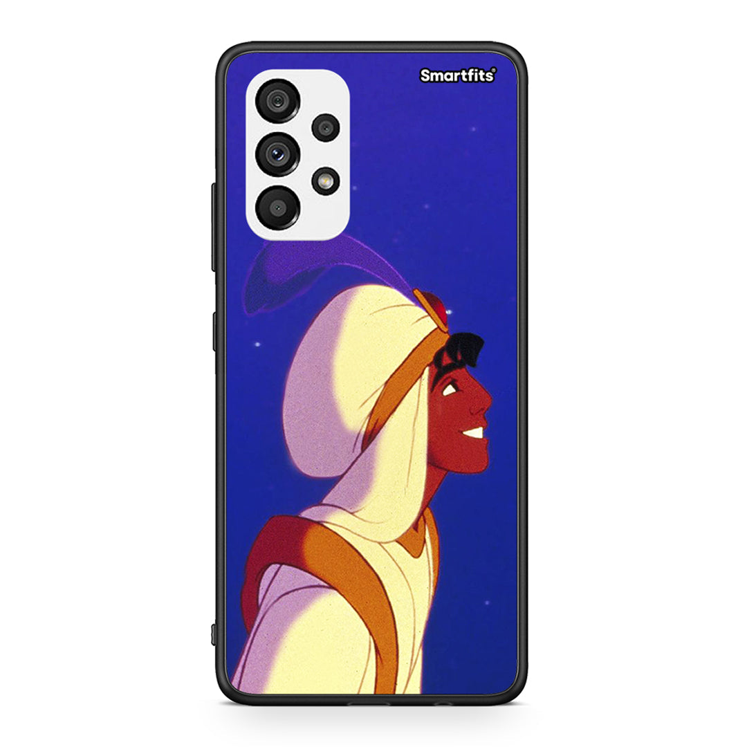 Samsung A73 5G Alladin And Jasmine Love 1 θήκη από τη Smartfits με σχέδιο στο πίσω μέρος και μαύρο περίβλημα | Smartphone case with colorful back and black bezels by Smartfits