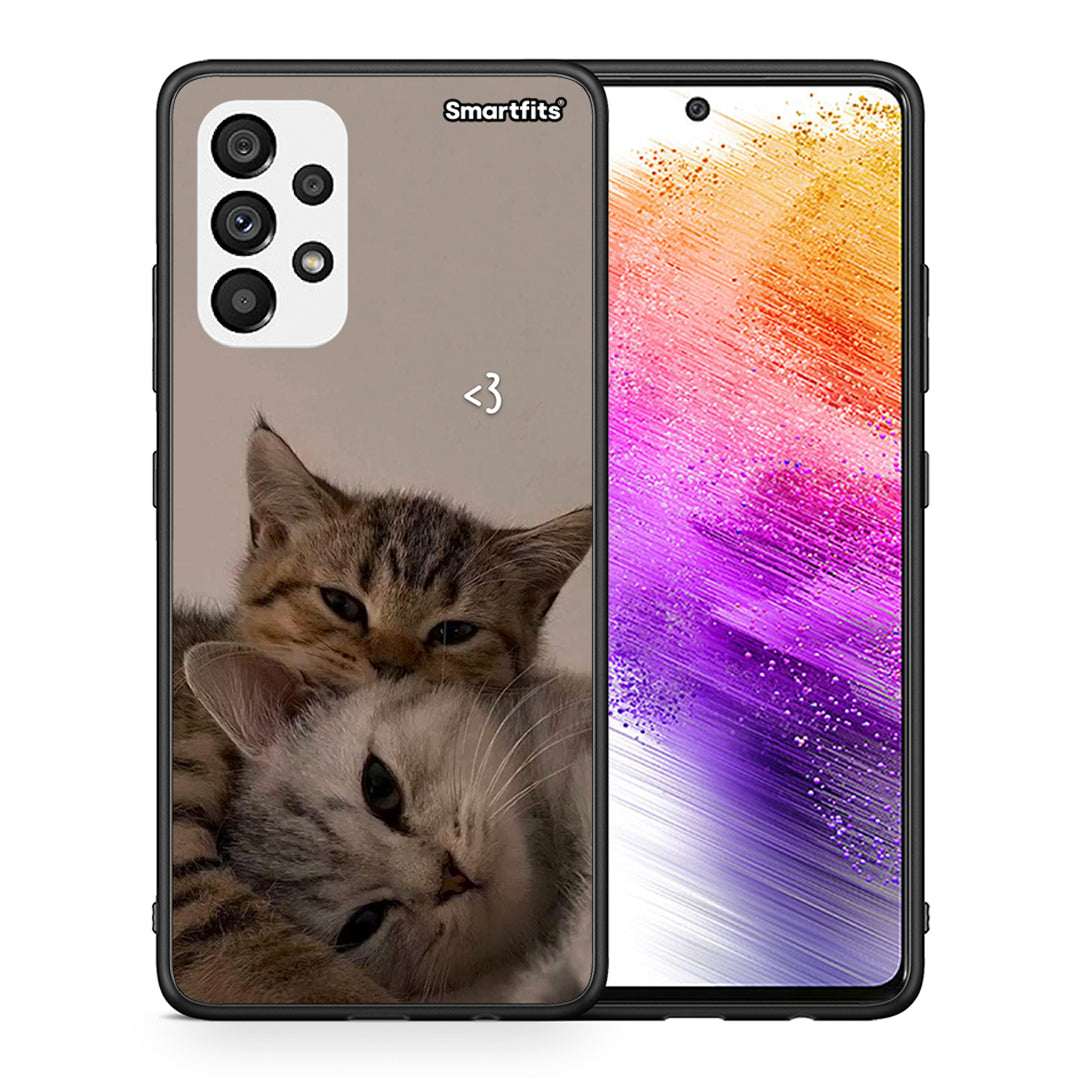 Θήκη Samsung A73 5G Cats In Love από τη Smartfits με σχέδιο στο πίσω μέρος και μαύρο περίβλημα | Samsung A73 5G Cats In Love case with colorful back and black bezels
