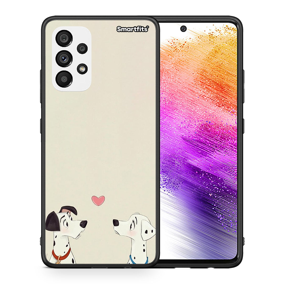 Θήκη Samsung A73 5G Dalmatians Love από τη Smartfits με σχέδιο στο πίσω μέρος και μαύρο περίβλημα | Samsung A73 5G Dalmatians Love case with colorful back and black bezels