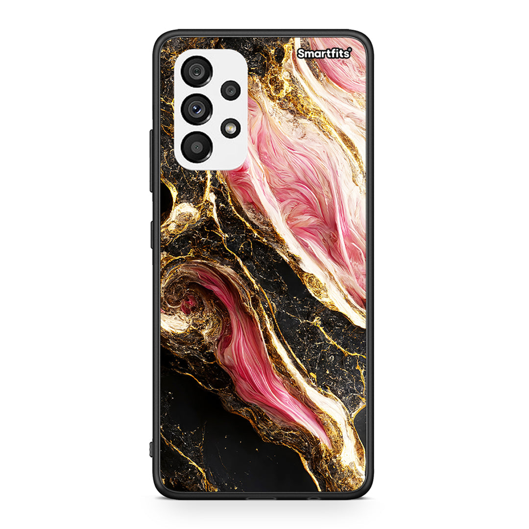 Samsung A73 5G Glamorous Pink Marble θήκη από τη Smartfits με σχέδιο στο πίσω μέρος και μαύρο περίβλημα | Smartphone case with colorful back and black bezels by Smartfits