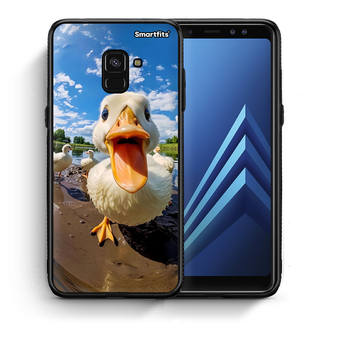 Θήκη Samsung A8 Duck Face από τη Smartfits με σχέδιο στο πίσω μέρος και μαύρο περίβλημα | Samsung A8 Duck Face case with colorful back and black bezels