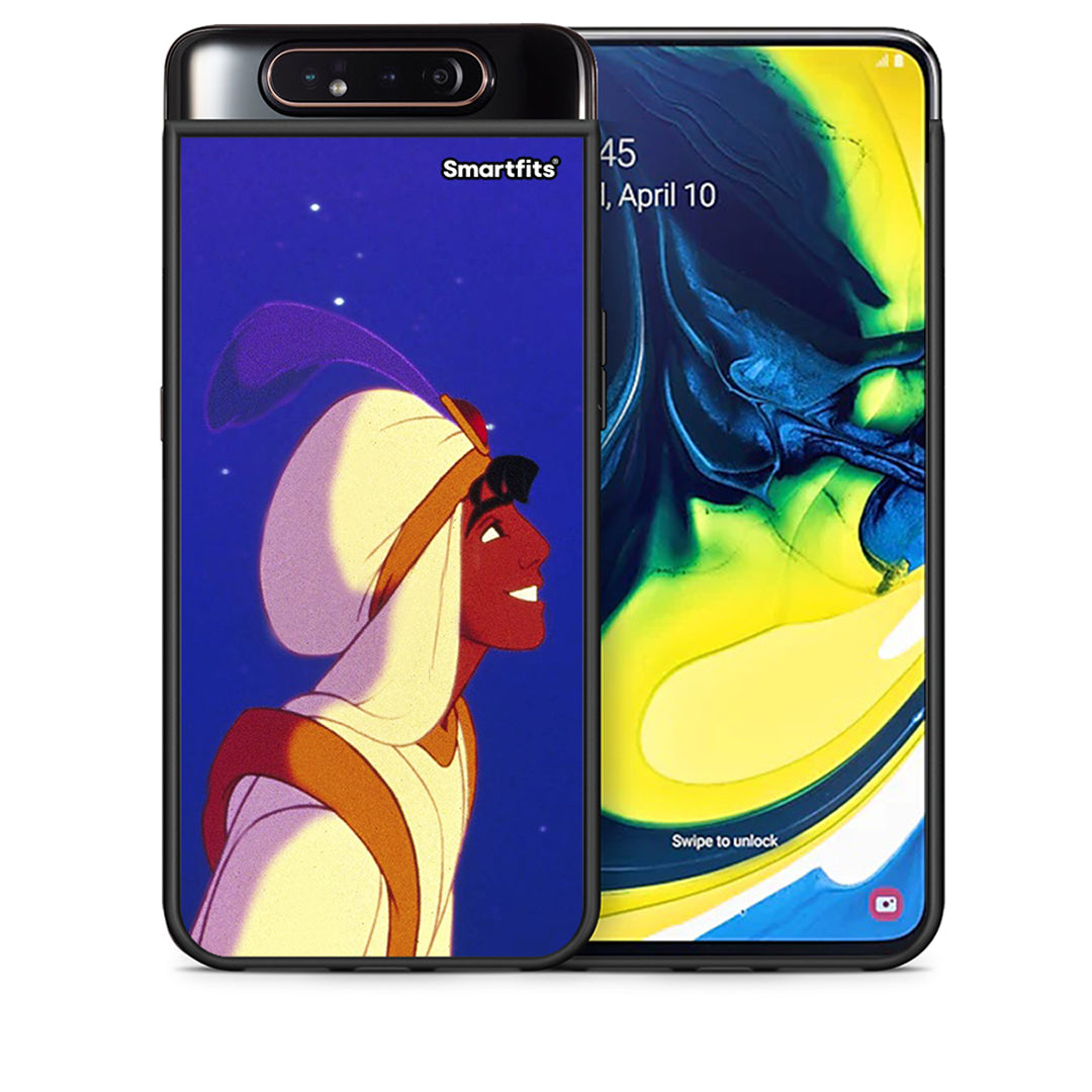 Θήκη Samsung A80 Alladin And Jasmine Love 1 από τη Smartfits με σχέδιο στο πίσω μέρος και μαύρο περίβλημα | Samsung A80 Alladin And Jasmine Love 1 case with colorful back and black bezels
