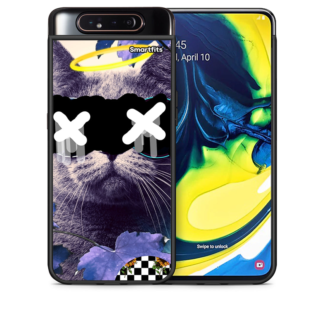 Θήκη Samsung A80 Cat Collage από τη Smartfits με σχέδιο στο πίσω μέρος και μαύρο περίβλημα | Samsung A80 Cat Collage case with colorful back and black bezels
