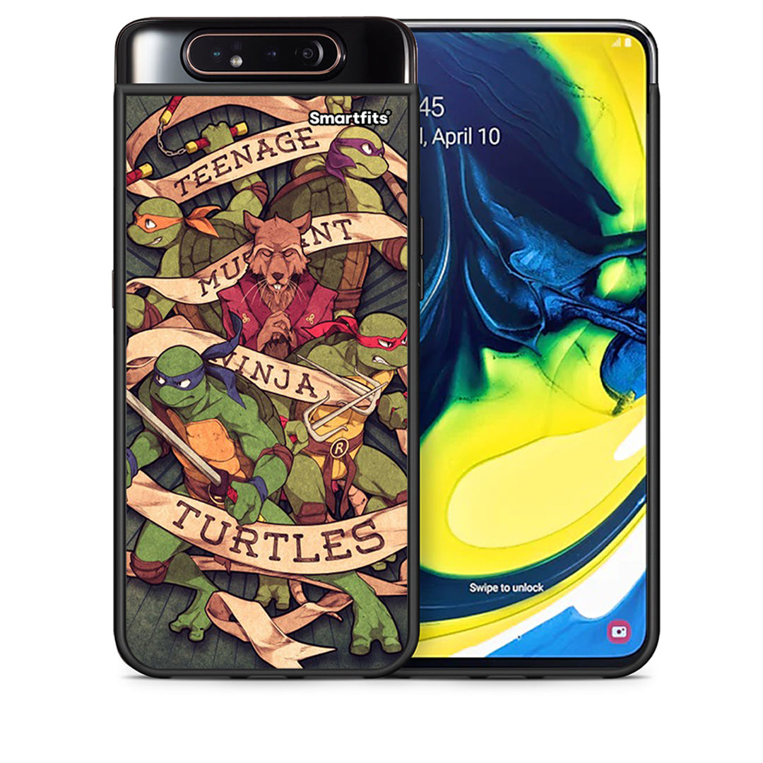 Θήκη Samsung A80 Ninja Turtles από τη Smartfits με σχέδιο στο πίσω μέρος και μαύρο περίβλημα | Samsung A80 Ninja Turtles case with colorful back and black bezels