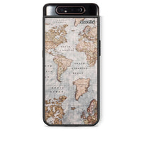 Thumbnail for Samsung A80 World Map Θήκη από τη Smartfits με σχέδιο στο πίσω μέρος και μαύρο περίβλημα | Smartphone case with colorful back and black bezels by Smartfits