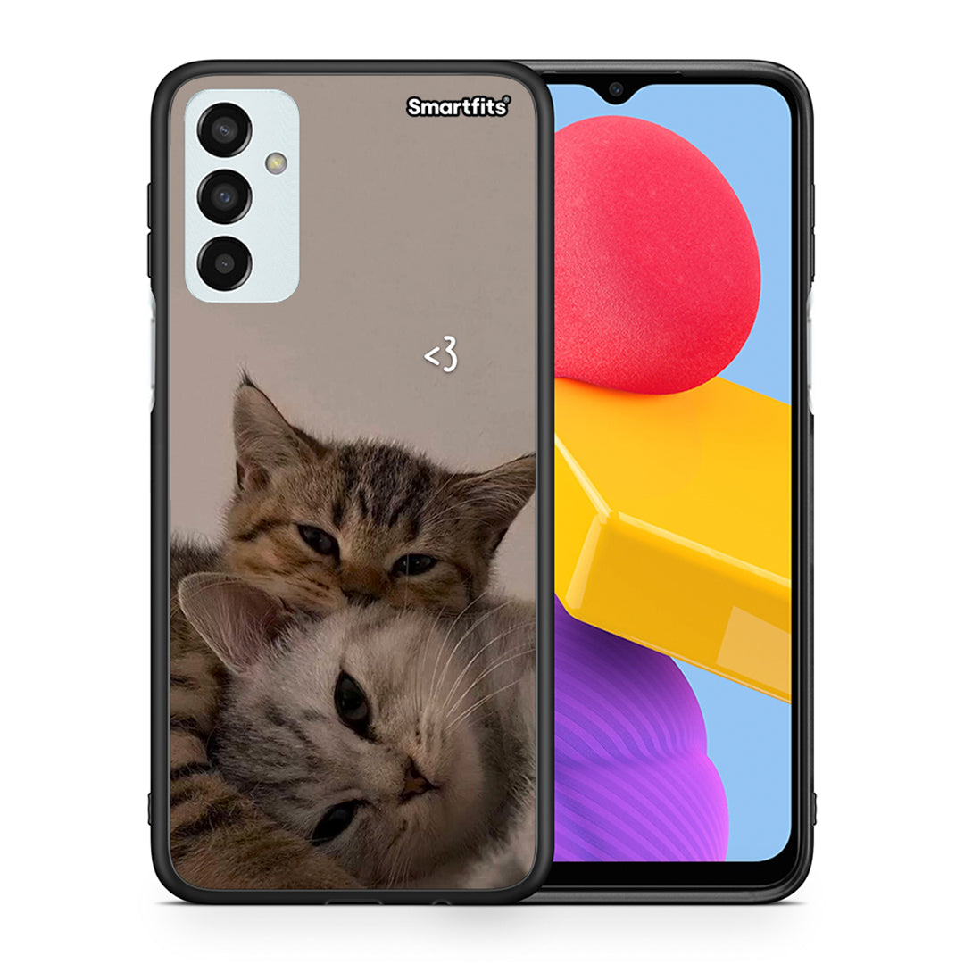 Θήκη Samsung M13 Cats In Love από τη Smartfits με σχέδιο στο πίσω μέρος και μαύρο περίβλημα | Samsung M13 Cats In Love case with colorful back and black bezels