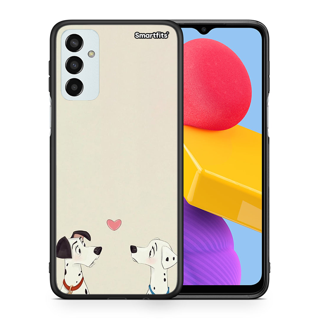 Θήκη Samsung M13 Dalmatians Love από τη Smartfits με σχέδιο στο πίσω μέρος και μαύρο περίβλημα | Samsung M13 Dalmatians Love case with colorful back and black bezels